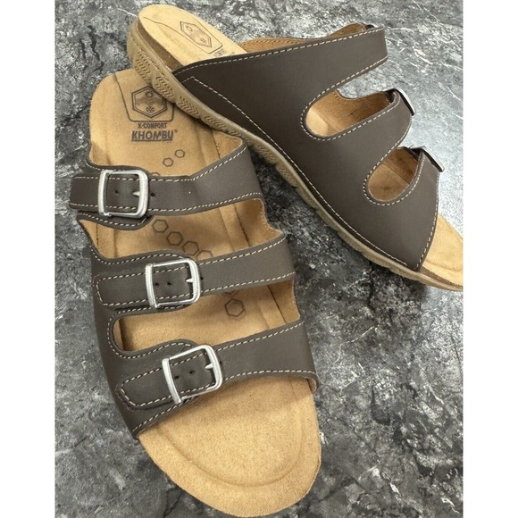 Khombu Womens Renee Comfort Slides Sandals Yoga Mat Insoles Adjustable Straps 9‎ - Picture 1 of 11